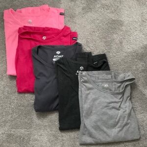 FIVE ADAR UNDERSCRUB Crew Neck Tops - Pink, Hot Pink, Charcoal, Black, Gray